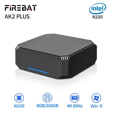 Firebat ak2 plus minipc intel n100 dual band wifi5 bt 4,2 16gb 512gb desktop gaming computer mini pc