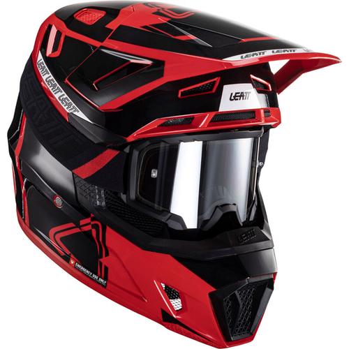 Leatt 7.5 V24 Motocross Helm mit Brille, schwarz-rot, Größe M