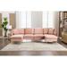 Sectional Sofa Couch Modern 113'' Fabric Sectional Couch Sofa w/2 Ottomans, Upholstered iving Room Sofa with Golden Metal Legs