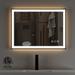 TOOLKISS Black Frame Anti-Fog Dimmable LED Light Vanity Bathroom Mirror with Backlit and Front Light