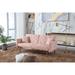 Pink Living Room Convertible Folding Futon Sofa Bed with Velvet Nailhead Trim Adjustable Backrest Accent Recliner Settee