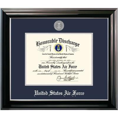 Patriot Frames Air Force 8.5x11 Discharge Classic Black Frame with Silver Medallion