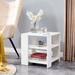 ARTCHIRLY Square side table,simple style design,3-tier end table,wood living room side table
