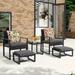 COBANA 5 Piece Patio Furniture Set Outdoor Wicker Conversation Chairs Set with Ottomans and Tempered Glass Table Gray