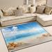 Dreamtimes Sunbeam Beach Landscape Area Rug 4 x5 Pet & Child Friendly Carpet Indoor Outdoor Soft Rug Washable Non Slip Comfortable Area Rug