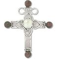 Sterling Silver Hand-Made Genuine Pearl and Garnet Cross