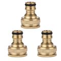 3 Pcs Brass Hose Tap Connector 1/ 2 Inch 3/ 4 Inch Garden Water Hose Adapter Thread Pipe Tap Faucet Connector Adapter