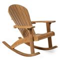 Ash & Ember Savannah Grade A Teak Adirondack Rocking Chair Patio Lounge Seat for Deck Porch or Backyard Indoor Outdoor Use Weather Resistant Gently Curved Seat and Back with Tight Slats