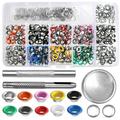 Teissuly 400 Set Grommet Kit Metal Eyelets Shoes Clothes Crafts with Installation Tools for DIY Project Craft Making Clothes Shoes Repair and Decoration 10 Colors (1/4inch/ 6mm)