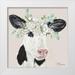 Hollihocks Art 15x15 White Modern Wood Framed Museum Art Print Titled - Patience the Cow