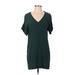 Madewell Casual Dress - Shift V Neck Short sleeves: Green Print Dresses - Women's Size X-Small