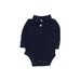 OshKosh B'gosh Long Sleeve Onesie: Blue Print Bottoms - Size 12 Month