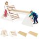 GYMAX 3 in 1 Kids Climbing Set, Wooden Toddler Climber with Reversible Ramp, Outdoor Indoor Children Climbing Frame for 3 Years Old + Boys Girls (Natural+Beige)
