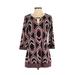 White House Black Market Casual Dress: Burgundy Aztec or Tribal Print Dresses - Women's Size Small