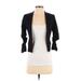 H&M Blazer Jacket: Short Black Print Jackets & Outerwear - Women's Size 2