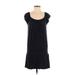 Ann Taylor LOFT Casual Dress - DropWaist Scoop Neck Short sleeves: Black Solid Dresses - Women's Size Medium