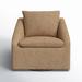 Armchair - Birch Lane™ Tommen Upholstered Swivel Armchair Wood/Fabric in Black/Brown | 29 H x 32 W x 38 D in | Wayfair