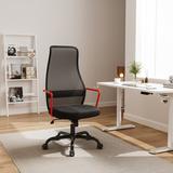 Ebern Designs Barrientez Mesh office Chair w/ Oversized Cushion, Ergonomic Desk Computer Chair for 300lbs Upholstered in Red/Black/Brown | Wayfair
