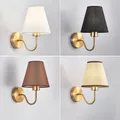 American Fabric Wall Lamp Cloth Lampshade LED Lights Sconces Bedroom Bedside Lamp Living Room Stair