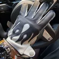 LUXURY New Locomotive Retro Sports Leather Gloves Men Winter 100% Deer Skin Touch Screen Fleece