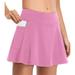 Jtckarpu Womens Girls Pleated Flared Short Skirt Skorts with Pockets High Waist Tennis School Uniforms Fitting Short Skirts