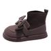 Girls Solid Simple Fashionable Bow Socks Boots New Elegant Versatile Soft Sole Little Kid And Big Kid Short Boots Student Dance Shoes Brown 30