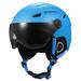 TOMSHOO Ski Helmet Snowboard Helmet with Integrated Goggle for Men Women Blue