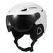 TOMSHOO Ski Helmet Snowboard Helmet with Integrated Goggle for Men Women White