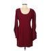 Black Halo Casual Dress - Mini Scoop Neck Long sleeves: Red Print Dresses - Women's Size 8