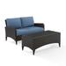 Maykoosh French Flair 2Pc Outdoor Wicker Conversation Set Blue/Brown - Loveseat & Coffee Table