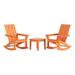 Palms 3-Piece Modern Adirondack Outdoor Rocking Chair with Side Table Patio Set