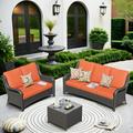 Ovios 3 Pieces Outdoor Furniture Wicker Patio Sectional Sofa with Side Table