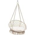 Bahia Macrame Hammock Chair With Cushion Hanging Chair For Bedroom Rope Boho Swing Chair Indoor Macrame Swinging Chair Outdoor Hand Woven Rope Hammock Accent Chair - Beige Hammock Chair Beige Cushion