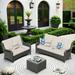 Ovios 3 Pieces Outdoor Furniture Wicker Patio Sectional Sofa with Side Table