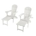 Oceanic Collection Adirondack Chaise Lounge Chair Foldable cup and glass holder built in ottoman Set of 2