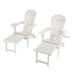 Oceanic Collection Adirondack Chaise Lounge Chair Foldable cup and glass holder built in ottoman Set of 2