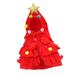 Xmas Cloak with Star and pompoms Cat Santa Outfit Pet Hoodie Xmas Tree Cape with Santa Hat Pet Christmas Costume L Red