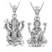 92.5% Purity Sterling Silver Pair of God Lord Ganesh and Laxmi Pendant for Men and Women for Good Health and Wealth INCLUDING Silver Chain