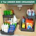 Under Sink Organizer 2 Pack Pull Out Cabinet Bathroom Organizer L-shape Slide Out Sliding Shelf Under Cabinet Storage for Kitchen Bathroom Sink Organizers and Storage Black