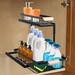 SESAVER Under Sink Organizer 2 Tier Metal Under Sink Organizer Pull-Out Under Sink Storage Rack Multifunctional Slide Out Drawer Under Cabinet Storage Organizer Extendable Under Cabinet Shelf for Kitc