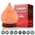 FANHAO Himalayan Salt Lamp 7 Colors Drop-Shaped Salt Lamps LED Bulb + Real Wood Base USB Decor Room