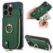 ELEHOLD for iPhone XR Zipper Wallet Case with Back Card Holders Metal Ring Holder Kickstand Function Leather Shockproof Card Wallet Case for Women Men green