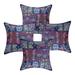 Stylo Culture Indian Cotton Decorative Throw Pillow Sham Covers Dark Blue 12x12 Bohemian Vintage Patchwork Indian Couch Cushion Covers 30 x 30 cm Home Decor Abstract Square Pillowcases | Set Of 4