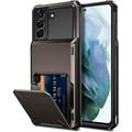 for Galaxy S21 Plus Case S21+ Wallet 4-Card Flip Cover Credit Card Holder Slot Back Pocket Dual Layer Protective Hybrid Hard Shell Bumper Armor Case for Samsung S21+ S21 Plus 6.7 Gun Metal