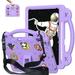 Aminegg Kids Shockproof Cover with Strap Pencil Holder Rugged Case for iPad 7 8 9 10.2 2021 Purple