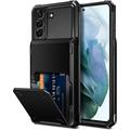 for Galaxy S21 Plus Case S21+ Wallet 4-Card Flip Cover Credit Card Holder Slot Back Pocket Dual Layer Protective Hybrid Hard Shell Bumper Armor Case for Samsung S21+ S21 Plus 6.7 Black