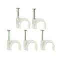 round cable clips 100 Pcs Round Cable Wire Clips Cable Management Electrical Ethernet Dish TV Speaker Wire Cord Tie Holder Single Coaxial Nail Clamps (4mm)