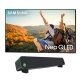 Samsung QN55QN90CAFXZA 55 Inch Neo QLED Smart TV with 4K Upscaling with a Mackie CR-STEALTHBAR Desktop Soundbar with Bluetooth (2023)