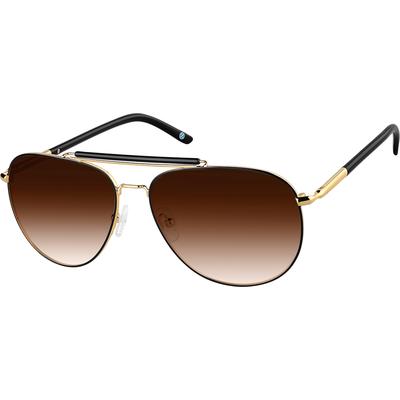 Zenni Aviator Rx Sunglasses Black Mixed Full Rim Frame