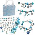 64pcs DIY Charm Bracelet Gift Box Jewelry Making Kit with Beads Charms Pendants